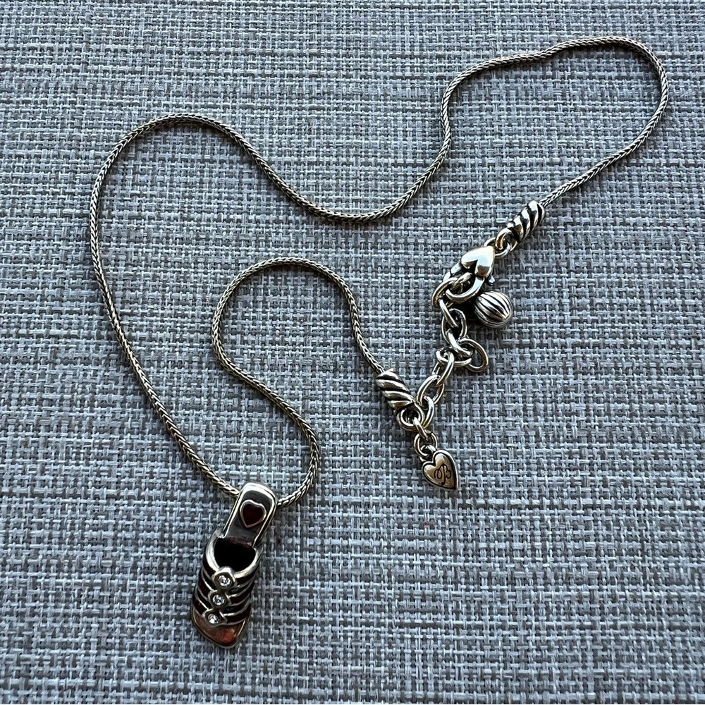 Brighton Silver Necklace Red Gem Sandal Summer Flip Flop On 16” Chain